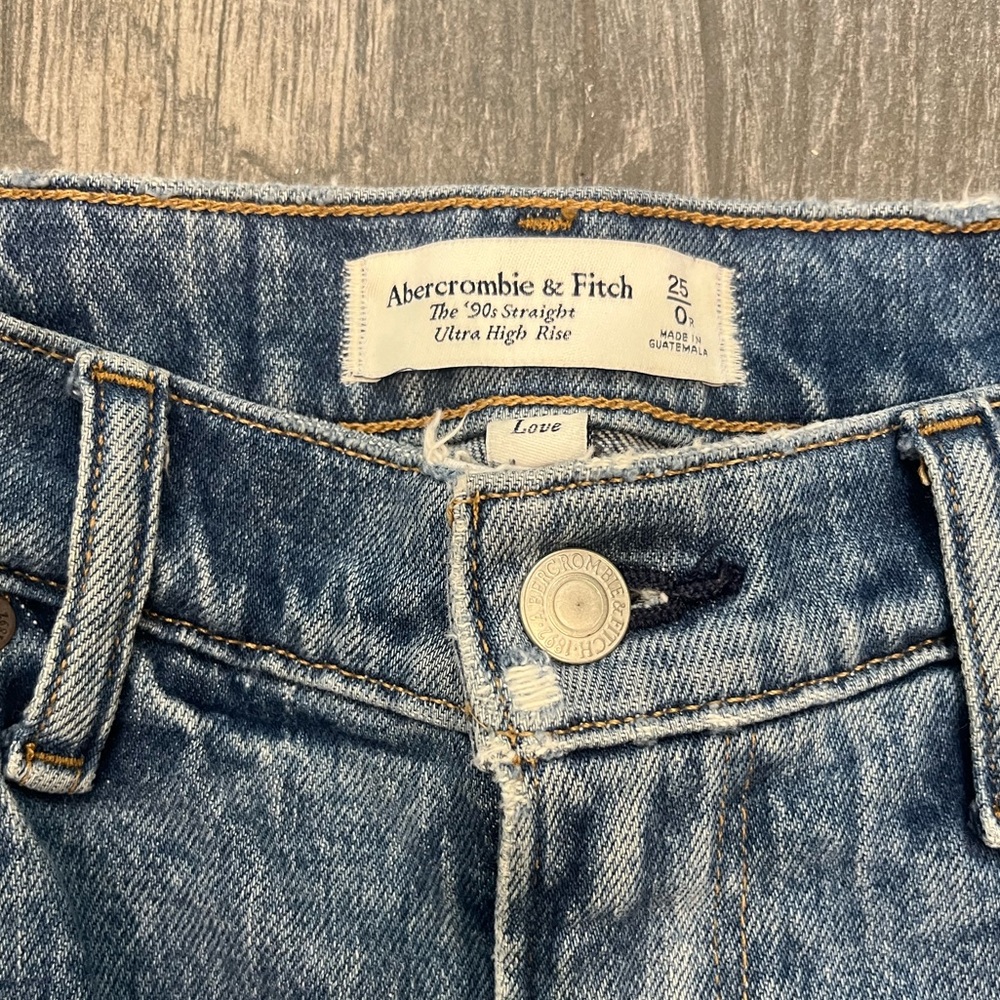 Abercrombie & Fitch Women's Blue High Rise 90s straight leg curve love size 25